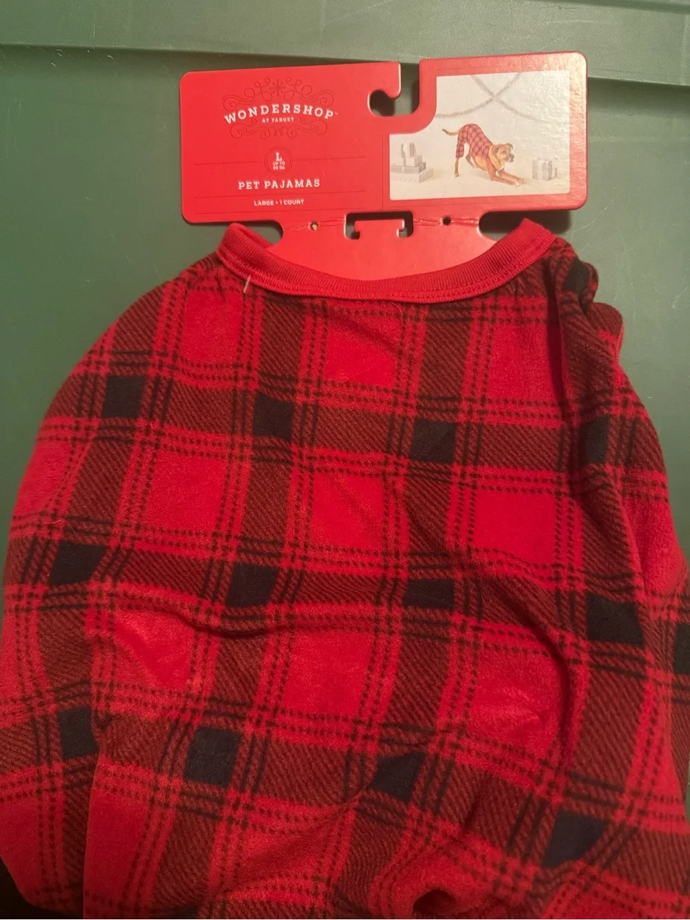 WONDERSHOP Red Plaid Dog Pajama onesie